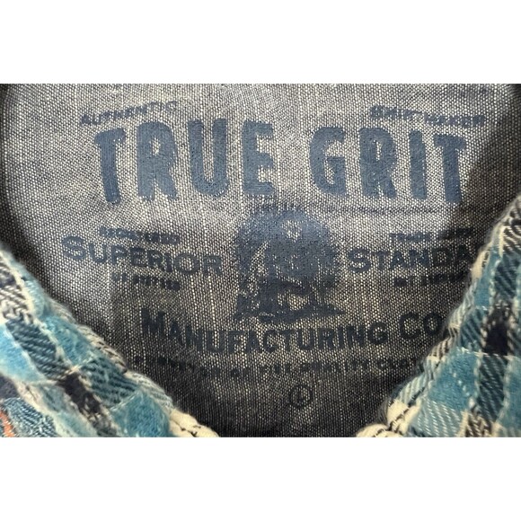 True Grit Button Up Shirt Mens Large Blue Red Plaid Flannel Long Sleeve Western - Picture 7 of 15